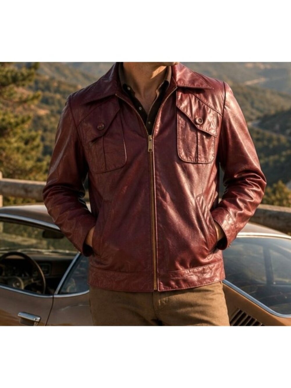 Vintage 70s JC Penney Size 38 Medium Burgundy Top Grain Leather Western Jacket